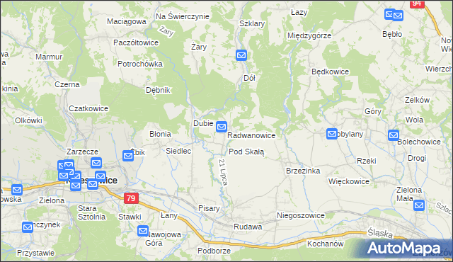 mapa Radwanowice, Radwanowice na mapie Targeo