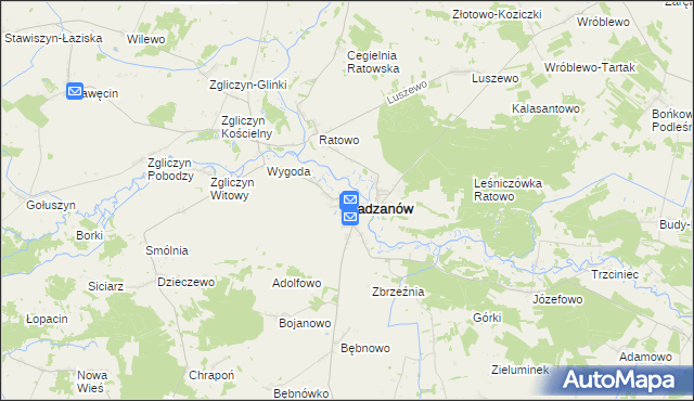 mapa Radzanów powiat mławski, Radzanów powiat mławski na mapie Targeo