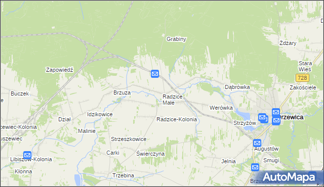 mapa Radzice Małe, Radzice Małe na mapie Targeo