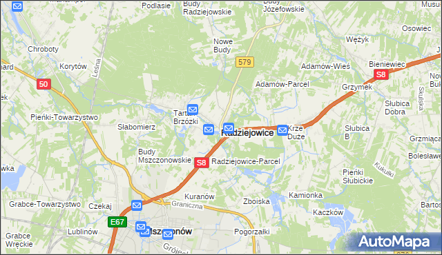 mapa Radziejowice, Radziejowice na mapie Targeo