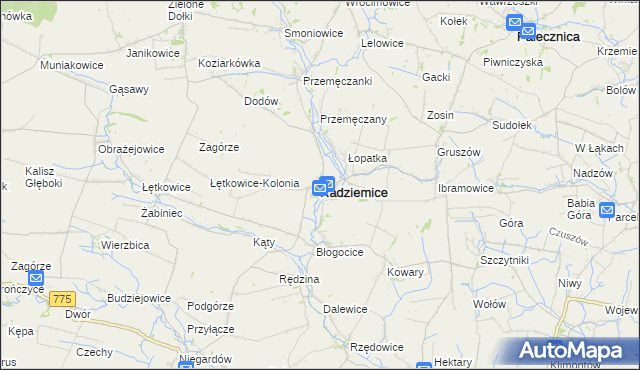 mapa Radziemice, Radziemice na mapie Targeo