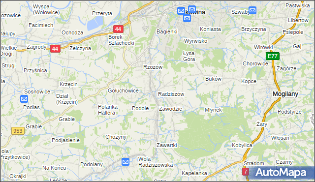 mapa Radziszów, Radziszów na mapie Targeo