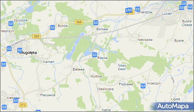 mapa Raków gmina Długołęka, Raków gmina Długołęka na mapie Targeo