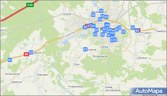 mapa Rakowice gmina Bolesławiec, Rakowice gmina Bolesławiec na mapie Targeo