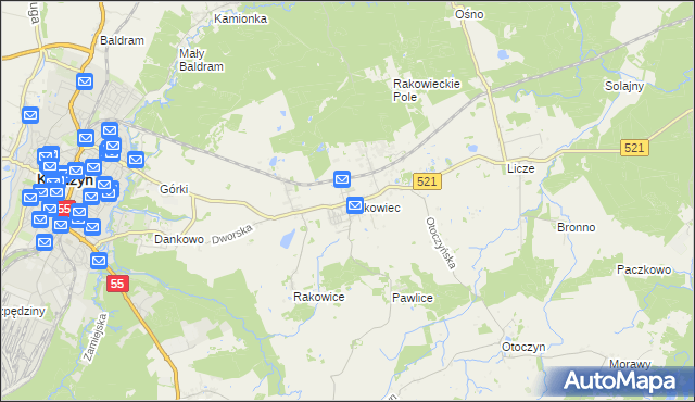 mapa Rakowiec gmina Kwidzyn, Rakowiec gmina Kwidzyn na mapie Targeo