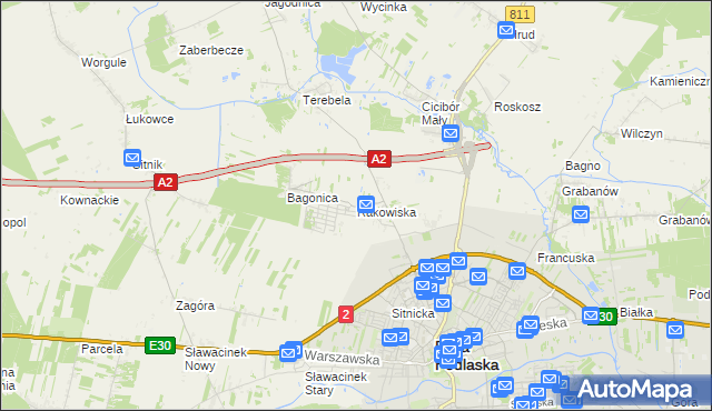 mapa Rakowiska gmina Biała Podlaska, Rakowiska gmina Biała Podlaska na mapie Targeo