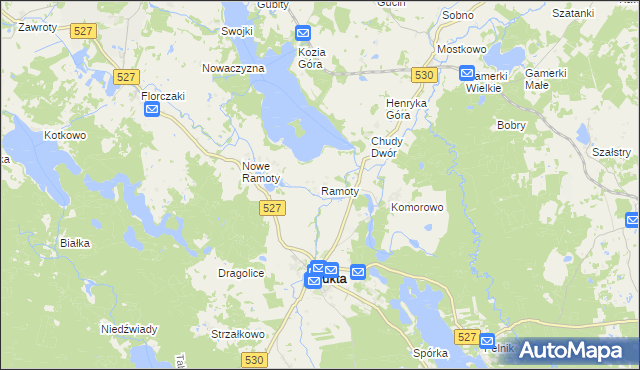 mapa Ramoty gmina Łukta, Ramoty gmina Łukta na mapie Targeo