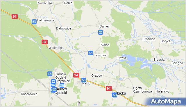 mapa Raszowa gmina Tarnów Opolski, Raszowa gmina Tarnów Opolski na mapie Targeo