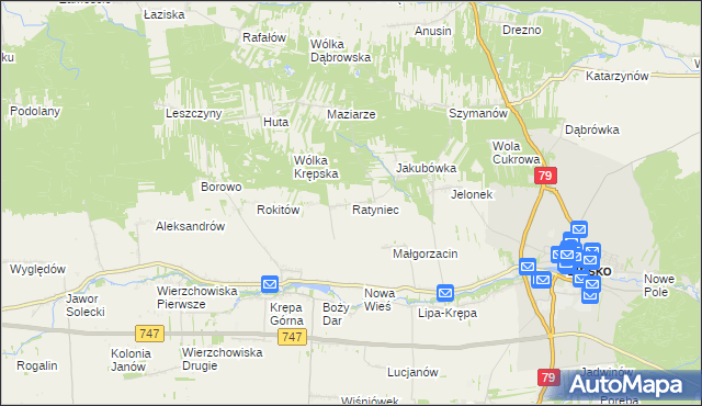 mapa Ratyniec, Ratyniec na mapie Targeo