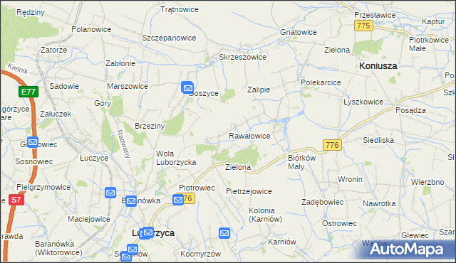 mapa Rawałowice, Rawałowice na mapie Targeo