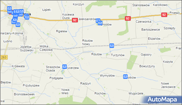 mapa Rdutów gmina Chodów, Rdutów gmina Chodów na mapie Targeo