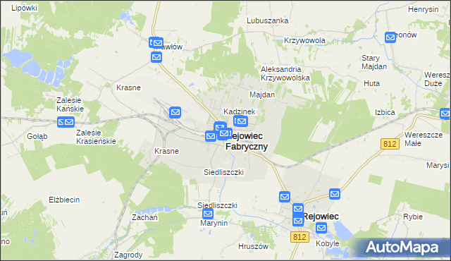 mapa Rejowiec Fabryczny, Rejowiec Fabryczny na mapie Targeo