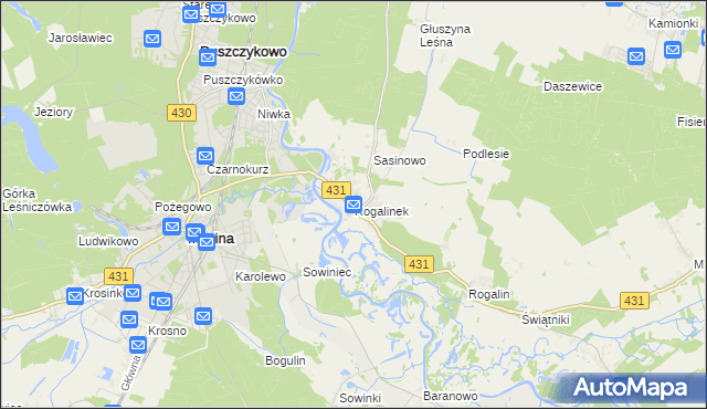 mapa Rogalinek, Rogalinek na mapie Targeo