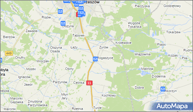 mapa Rogaszyce gmina Ostrzeszów, Rogaszyce gmina Ostrzeszów na mapie Targeo