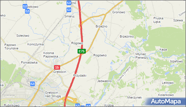 mapa Rogówko gmina Lubicz, Rogówko gmina Lubicz na mapie Targeo