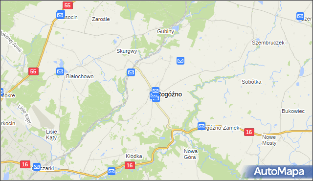 mapa Rogóźno powiat grudziądzki, Rogóźno powiat grudziądzki na mapie Targeo