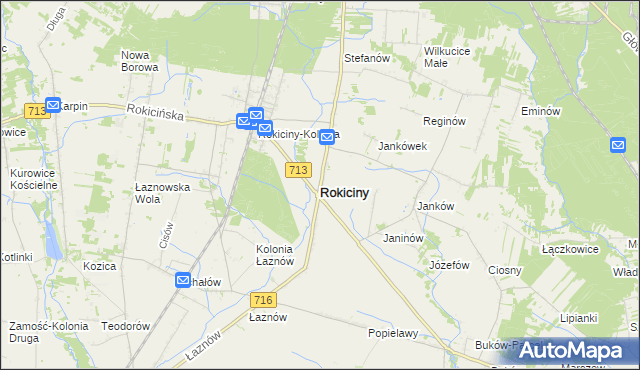 mapa Rokiciny powiat tomaszowski, Rokiciny powiat tomaszowski na mapie Targeo