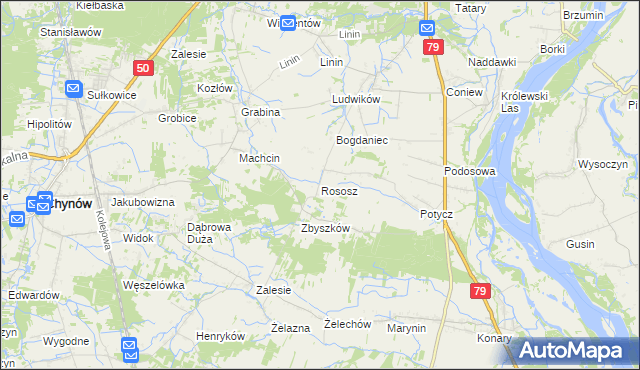 mapa Rososz gmina Chynów, Rososz gmina Chynów na mapie Targeo