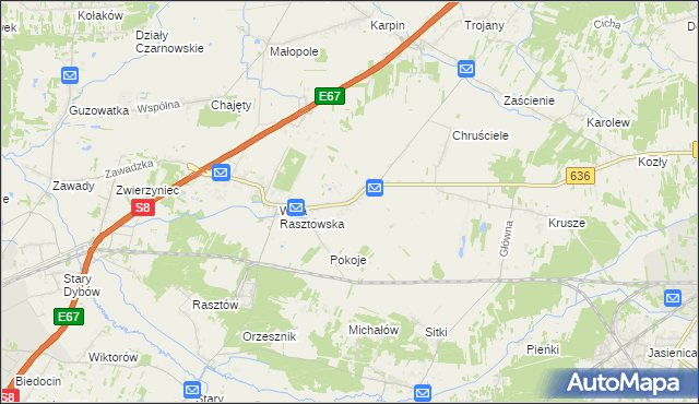 mapa Roszczep, Roszczep na mapie Targeo