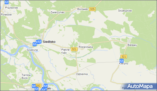 mapa Różanówka, Różanówka na mapie Targeo