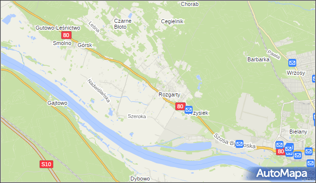 mapa Rozgarty gmina Zławieś Wielka, Rozgarty gmina Zławieś Wielka na mapie Targeo