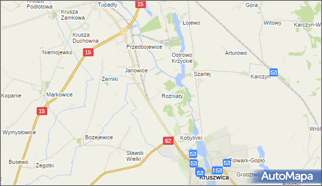 mapa Rożniaty gmina Kruszwica, Rożniaty gmina Kruszwica na mapie Targeo