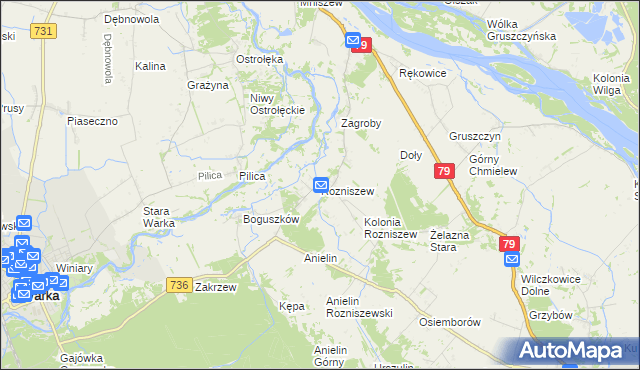 mapa Rozniszew, Rozniszew na mapie Targeo