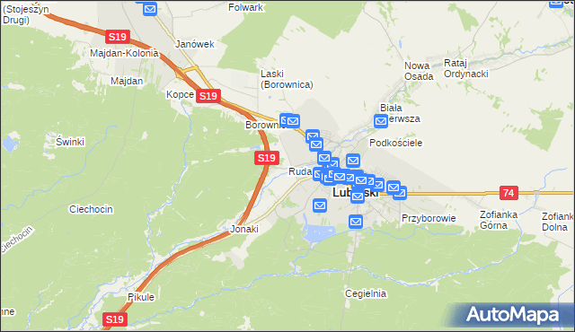 mapa Ruda gmina Janów Lubelski, Ruda gmina Janów Lubelski na mapie Targeo