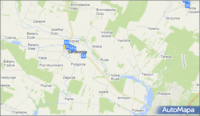 mapa Ruda gmina Serokomla, Ruda gmina Serokomla na mapie Targeo