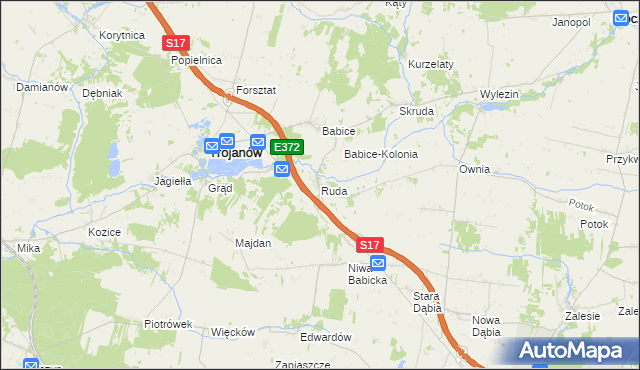mapa Ruda gmina Trojanów, Ruda gmina Trojanów na mapie Targeo