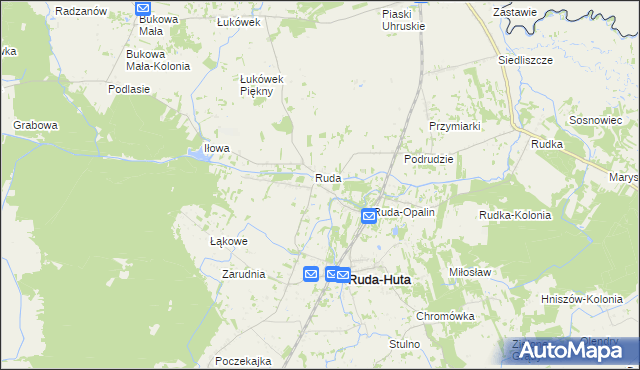 mapa Ruda-Kolonia gmina Ruda-Huta, Ruda-Kolonia gmina Ruda-Huta na mapie Targeo