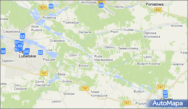 mapa Ruda Maciejowska, Ruda Maciejowska na mapie Targeo