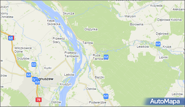 mapa Ruda Tarnowska, Ruda Tarnowska na mapie Targeo