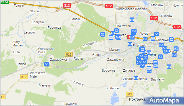 mapa Rudka gmina Chełm, Rudka gmina Chełm na mapie Targeo