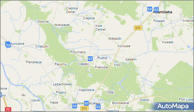 mapa Rudka gmina Sieniawa, Rudka gmina Sieniawa na mapie Targeo