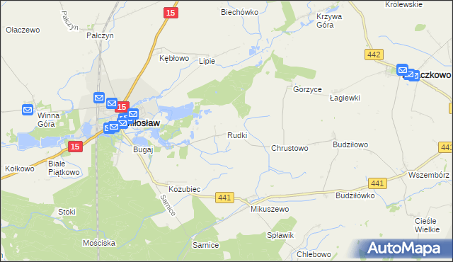 mapa Rudki gmina Miłosław, Rudki gmina Miłosław na mapie Targeo