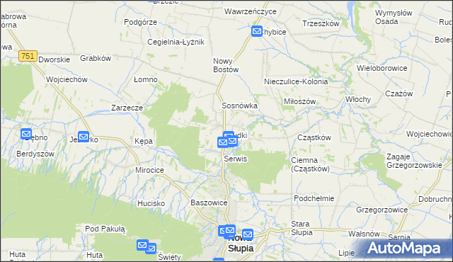 mapa Rudki gmina Nowa Słupia, Rudki gmina Nowa Słupia na mapie Targeo