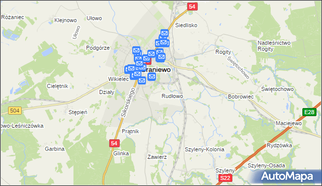 mapa Rudłowo, Rudłowo na mapie Targeo