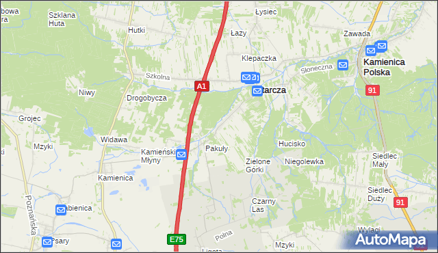 mapa Rudnik Mały gmina Starcza, Rudnik Mały gmina Starcza na mapie Targeo