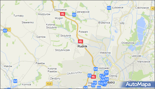 mapa Rudnik powiat raciborski, Rudnik powiat raciborski na mapie Targeo