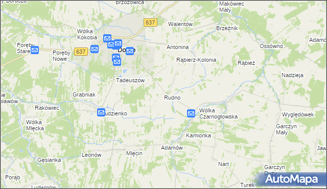 mapa Rudno gmina Dobre, Rudno gmina Dobre na mapie Targeo