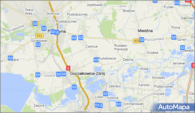 mapa Rudołtowice, Rudołtowice na mapie Targeo