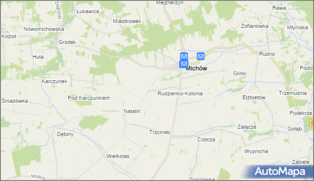 mapa Rudzienko-Kolonia, Rudzienko-Kolonia na mapie Targeo