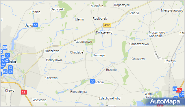 mapa Rumiejki gmina Środa Wielkopolska, Rumiejki gmina Środa Wielkopolska na mapie Targeo