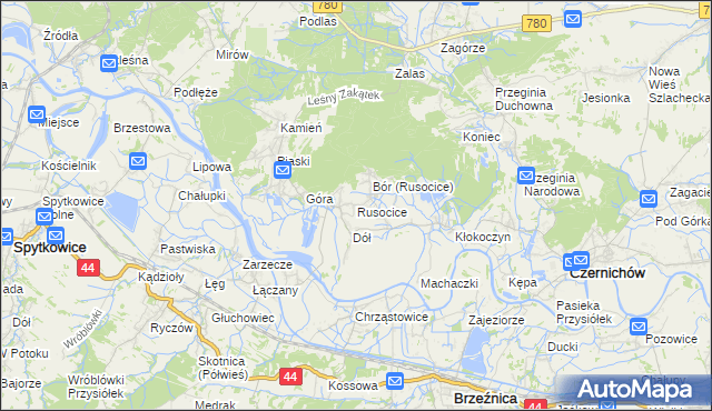 mapa Rusocice gmina Czernichów, Rusocice gmina Czernichów na mapie Targeo