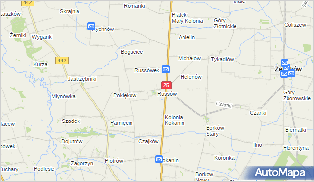 mapa Russów, Russów na mapie Targeo