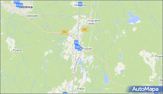 mapa Ruszów gmina Węgliniec, Ruszów gmina Węgliniec na mapie Targeo