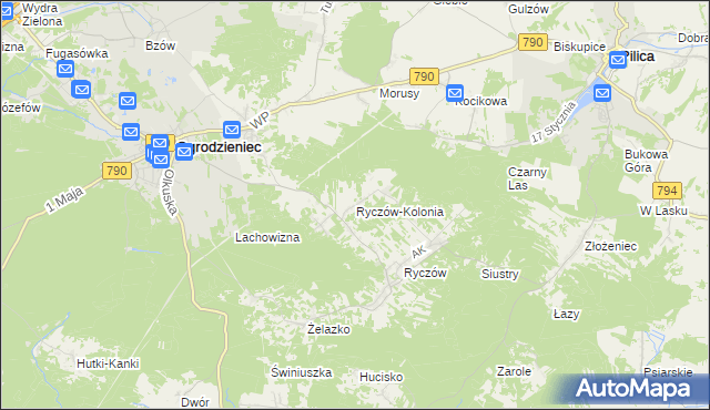 mapa Ryczów-Kolonia, Ryczów-Kolonia na mapie Targeo
