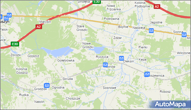 mapa Ryczyca, Ryczyca na mapie Targeo