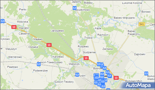 mapa Rydzewo gmina Sierpc, Rydzewo gmina Sierpc na mapie Targeo